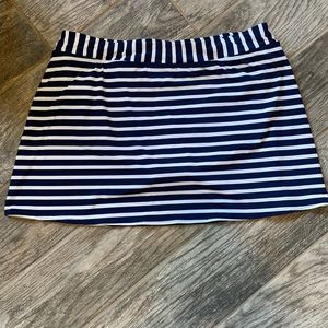 Navy and White Striped Swim Skirt